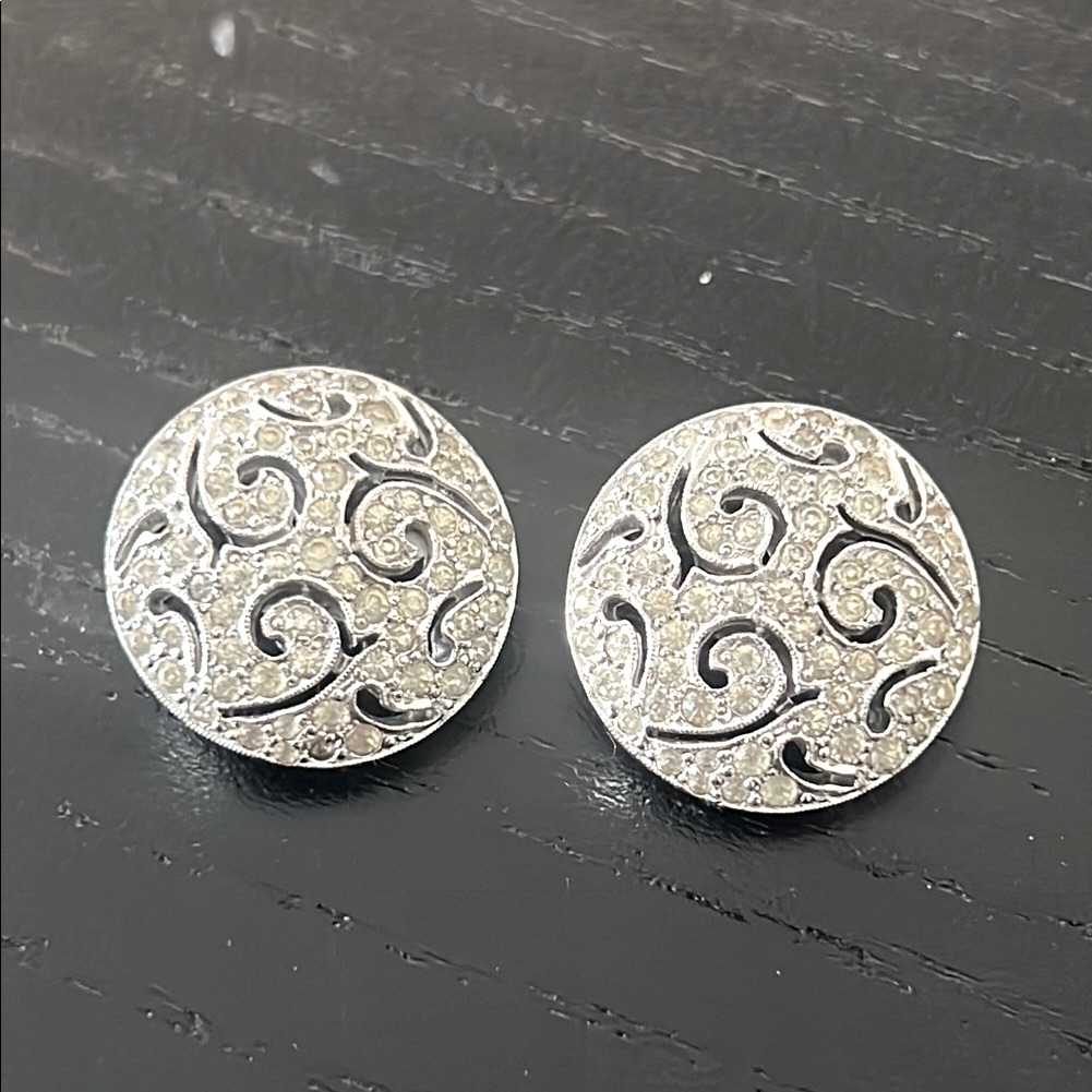 Vintage Rare Panetta Silver Swirl Earrings Clip On